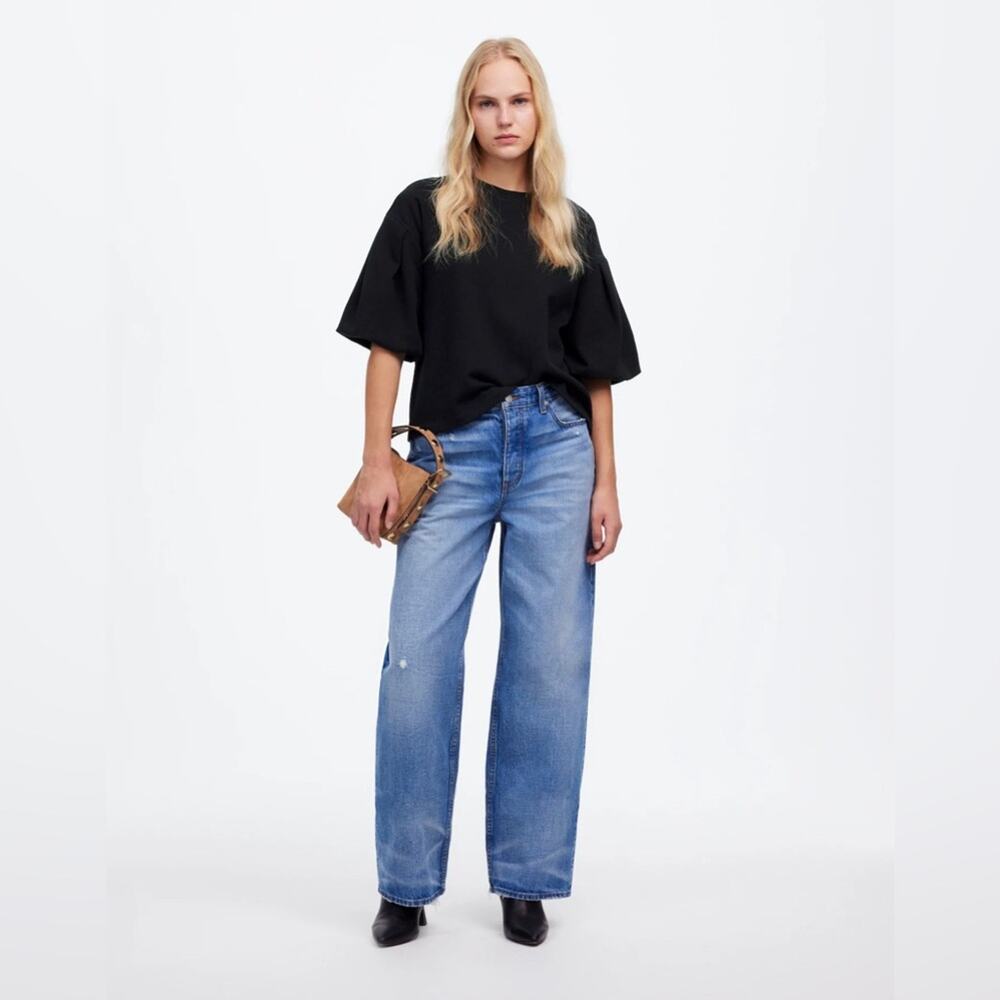 Madewell Puff-Sleeve Sweatshirt Tee Black Size XS NT335